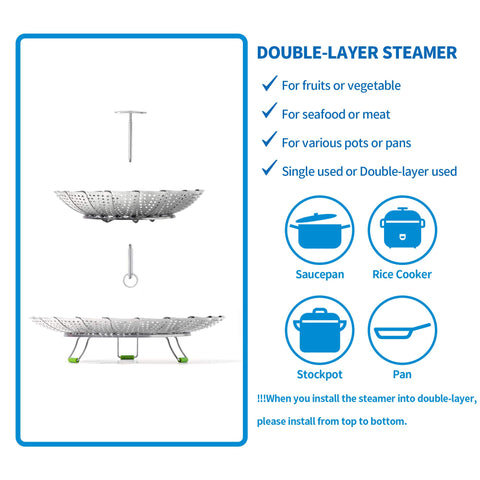 LHS Steamer Basket steaming vegetables and seafood effectively