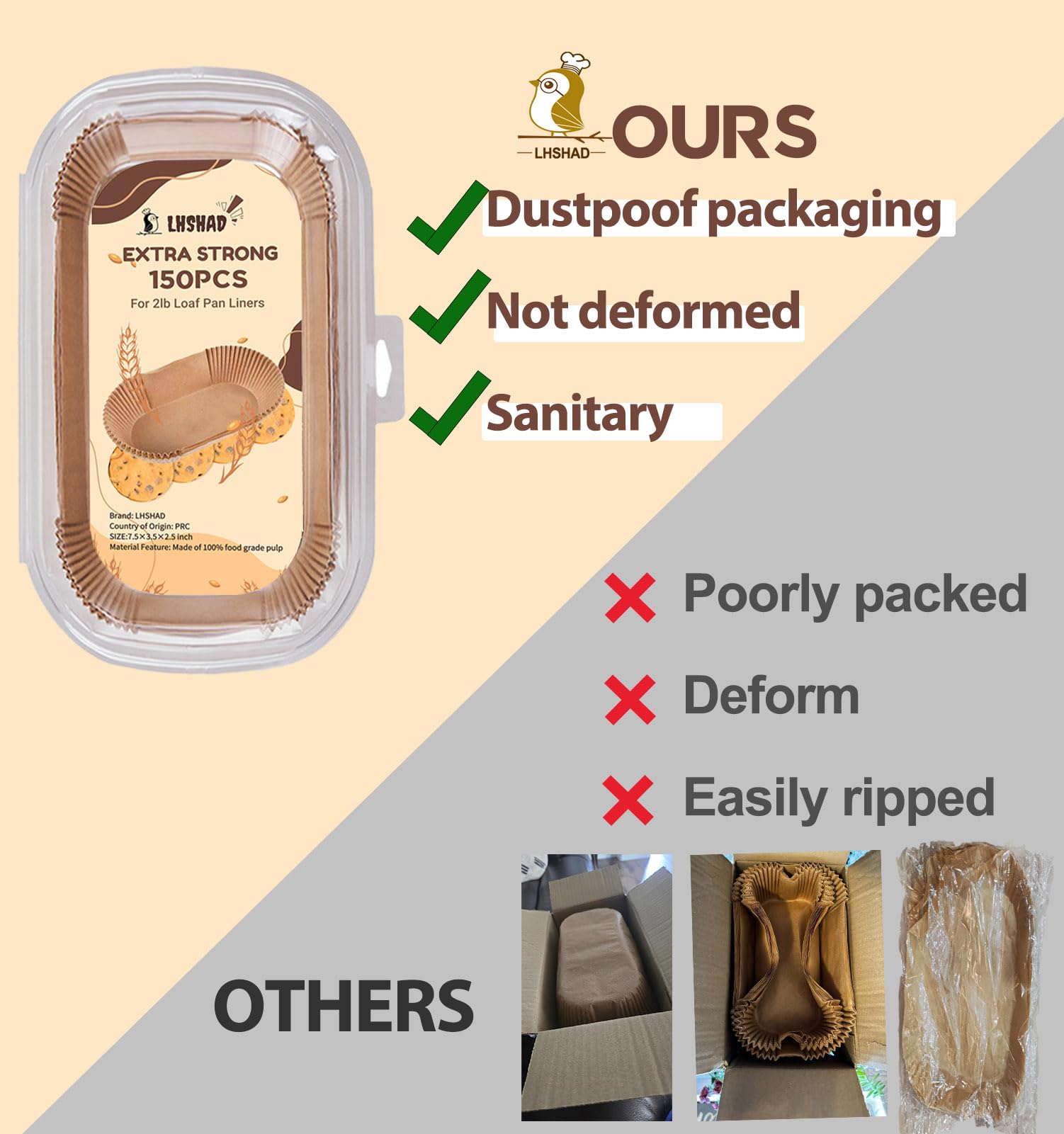 LHSHAD 150pc pack of loaf liners keeps baking tidy and ready.