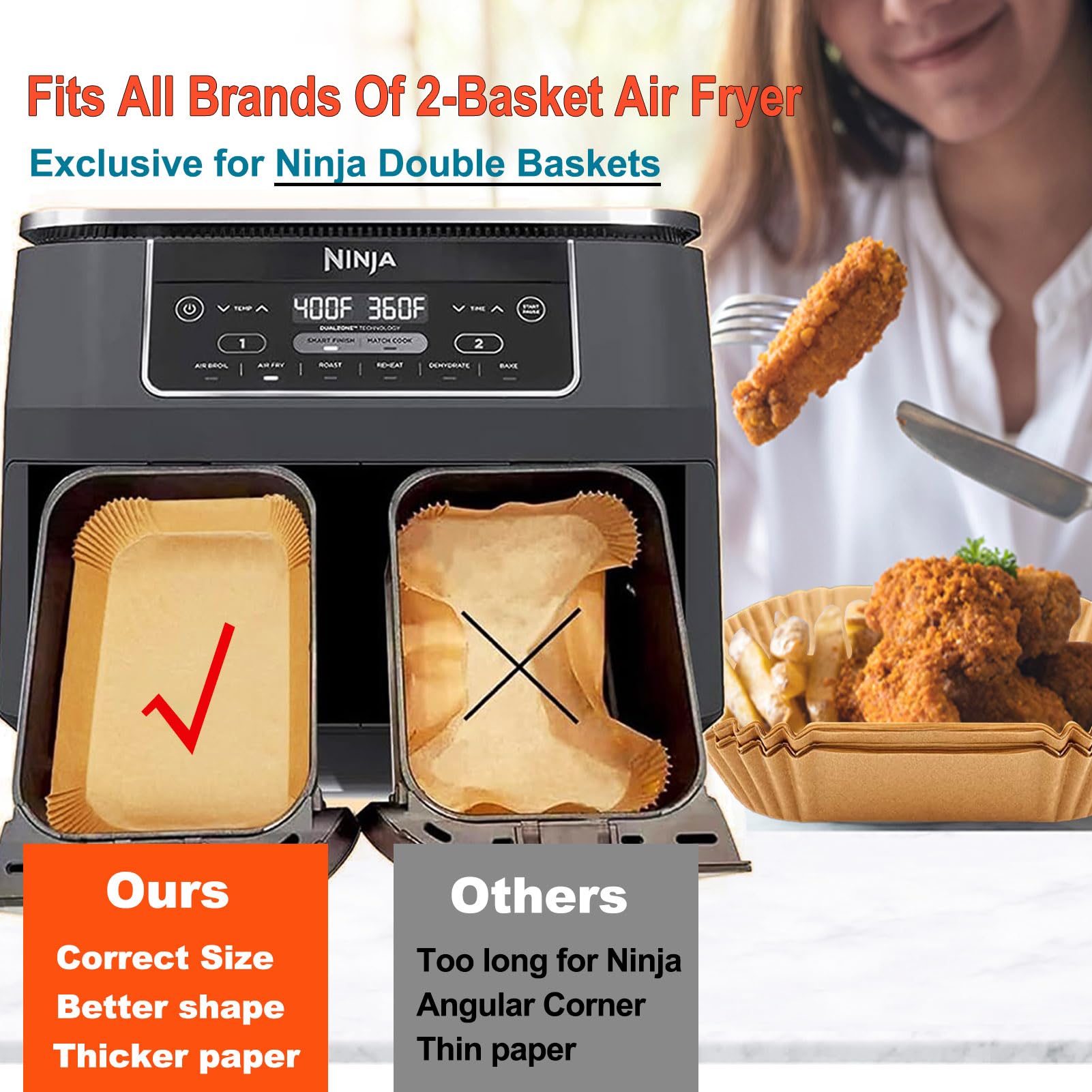 LHSHAD liners in action, keeping the fryer clean during cooking