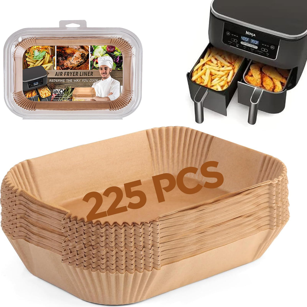 LHSHAD Ninja air fryer liners, packaged for mess-free cooking