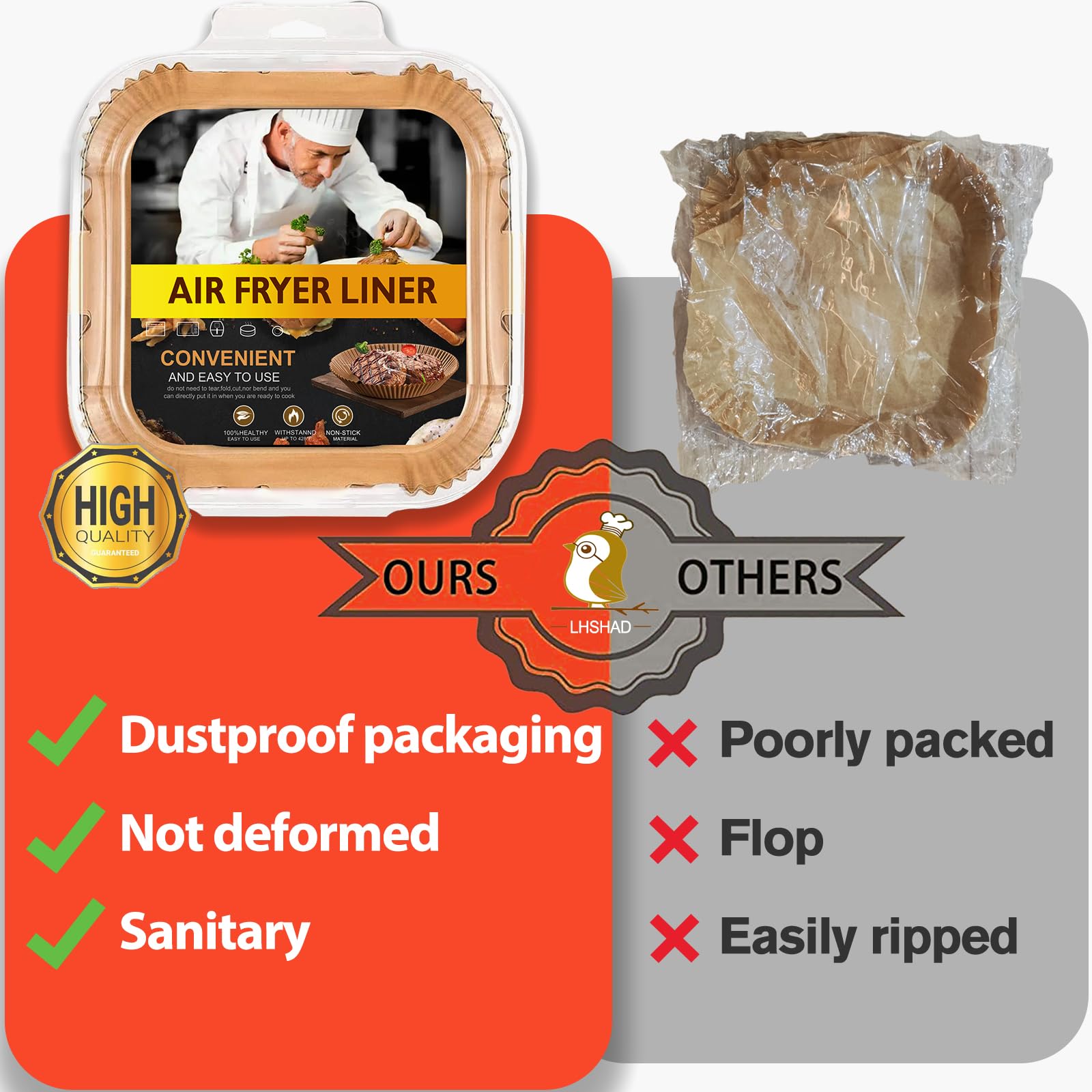 LHSHAD non-stick liner is easy to place without tearing for quick meals.