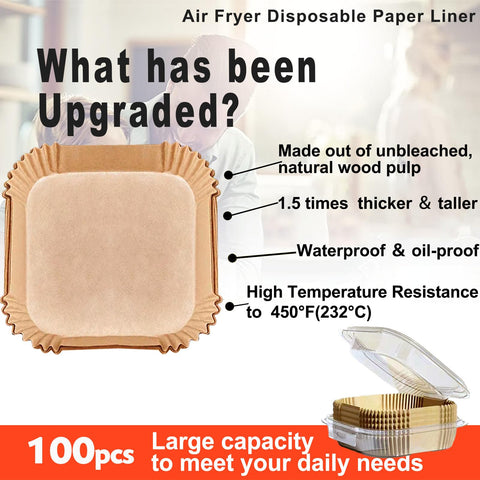 LHSHAD square bowl liner for 8-12QT air fryers keeps baskets clean during cooking.