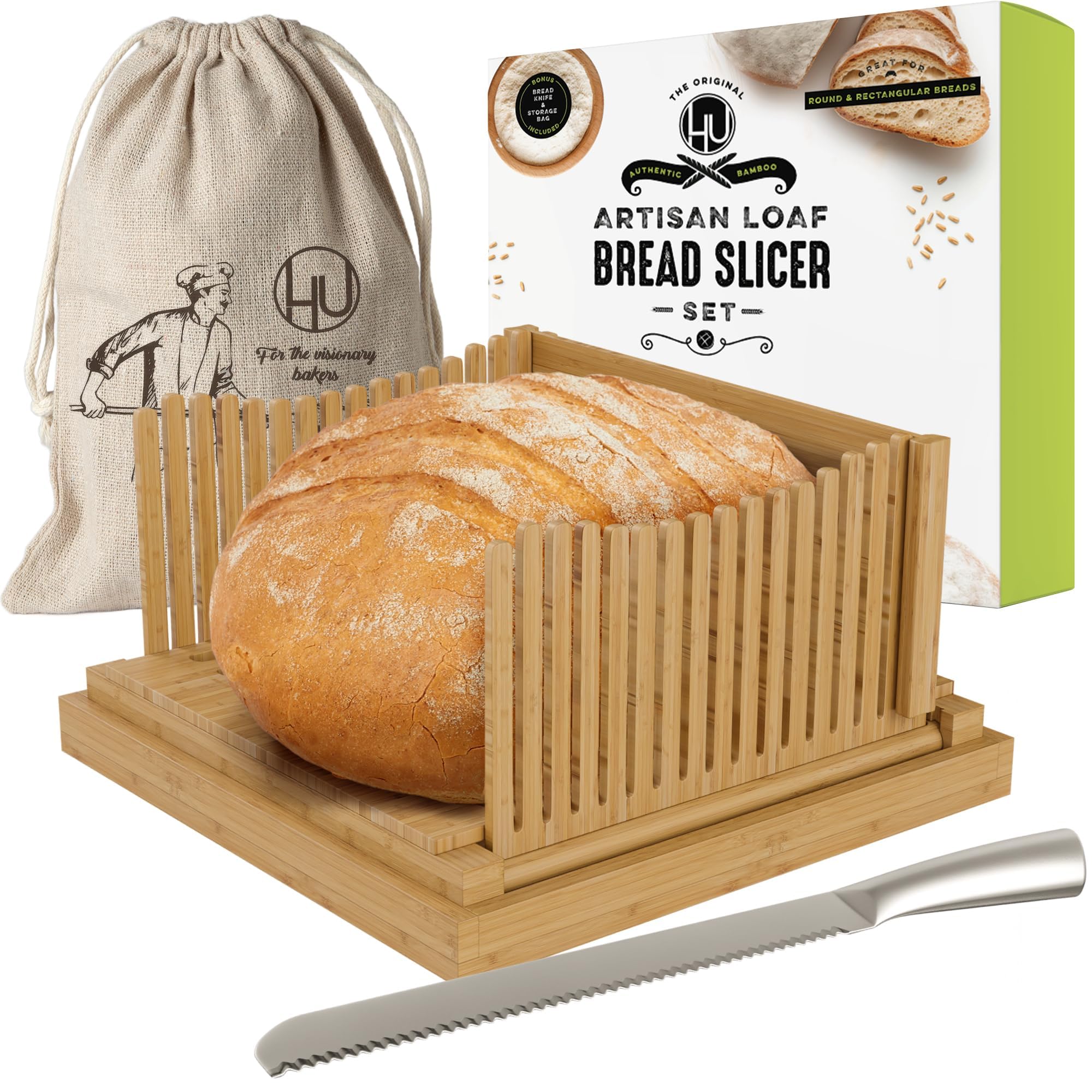 LHU bamboo bread slicer guide delivers perfectly even slices for any loaf.