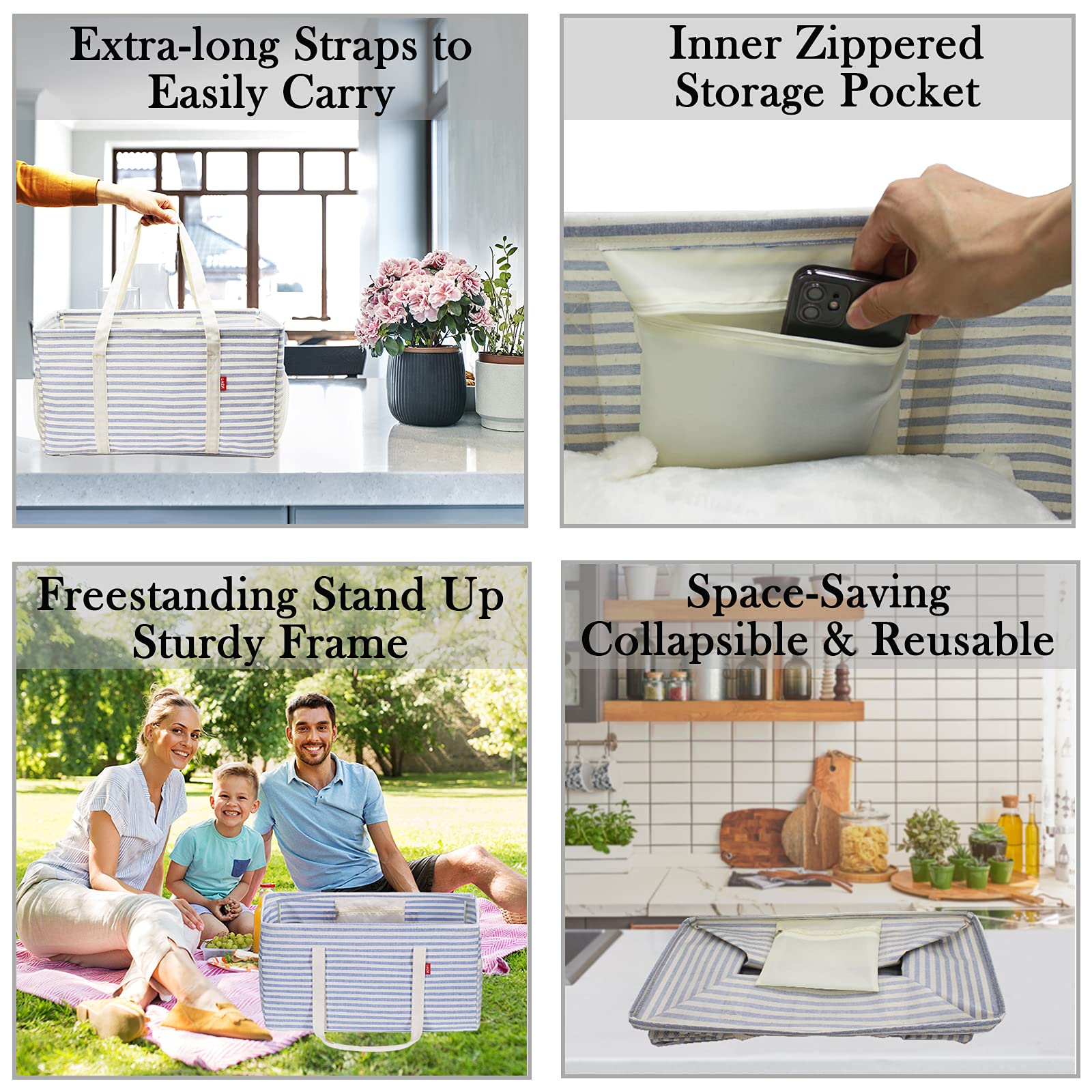 LHZK foldable tote stores flat when not in use.