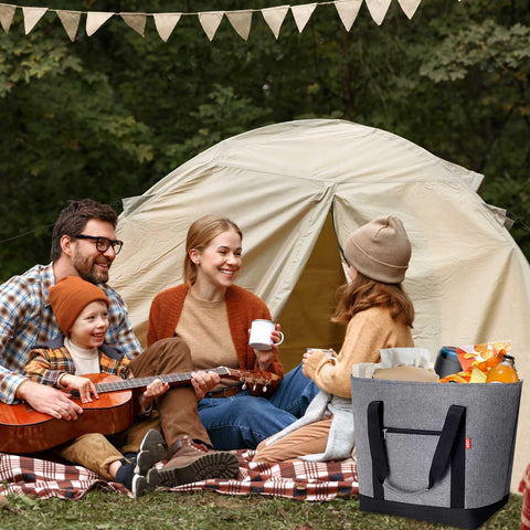 LHZK grey cooler bag used for convenient grocery transport