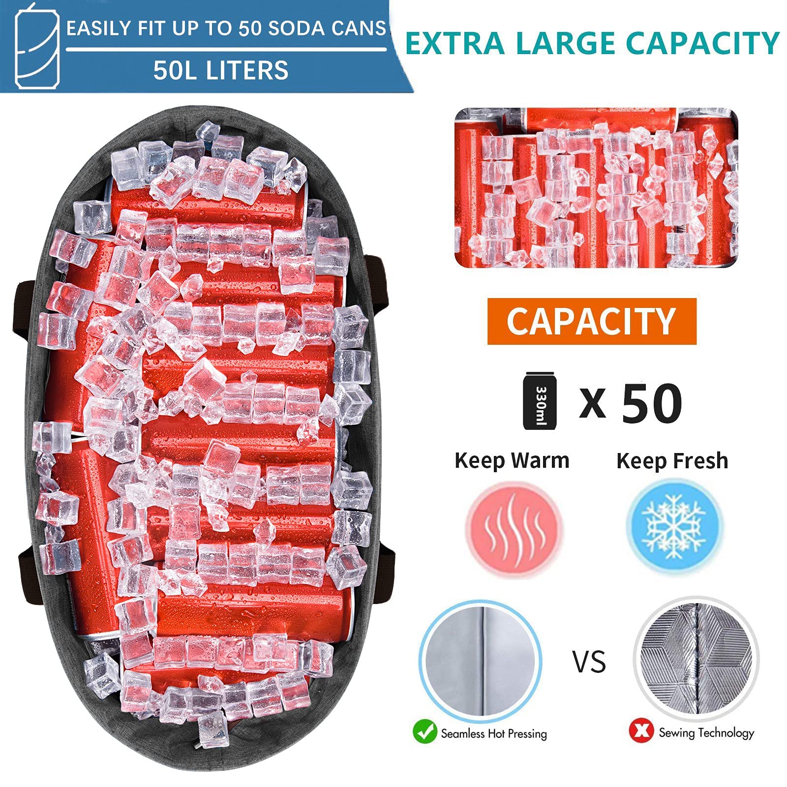 LHZK cooler bag with open lid shows insulated interior keeps contents fresh