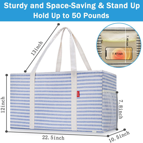 LHZK large 46L capacity tote holds groceries or beach gear.