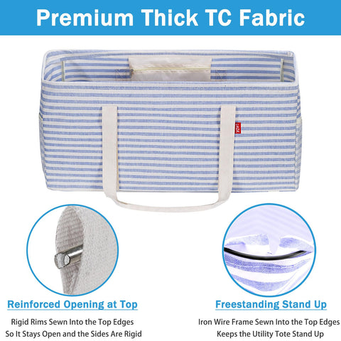LHZK reinforced tote with metal wire frame stays open for loading.