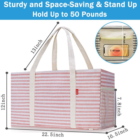 LHZK utility tote 46L capacity ideal for groceries and beach gear.