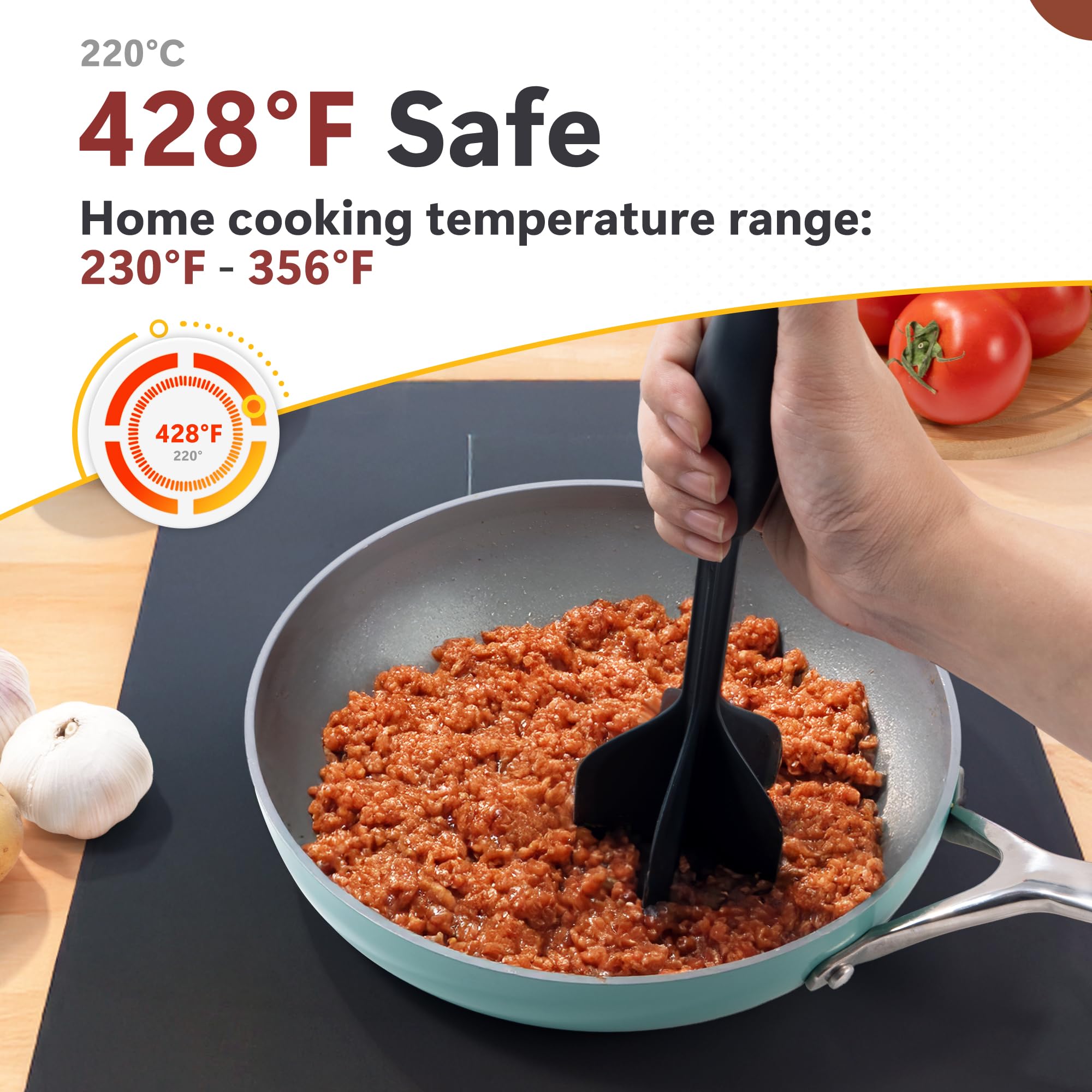 Li & Zhao nylon chopper resists heat up to 430f for versatile cooking tasks.