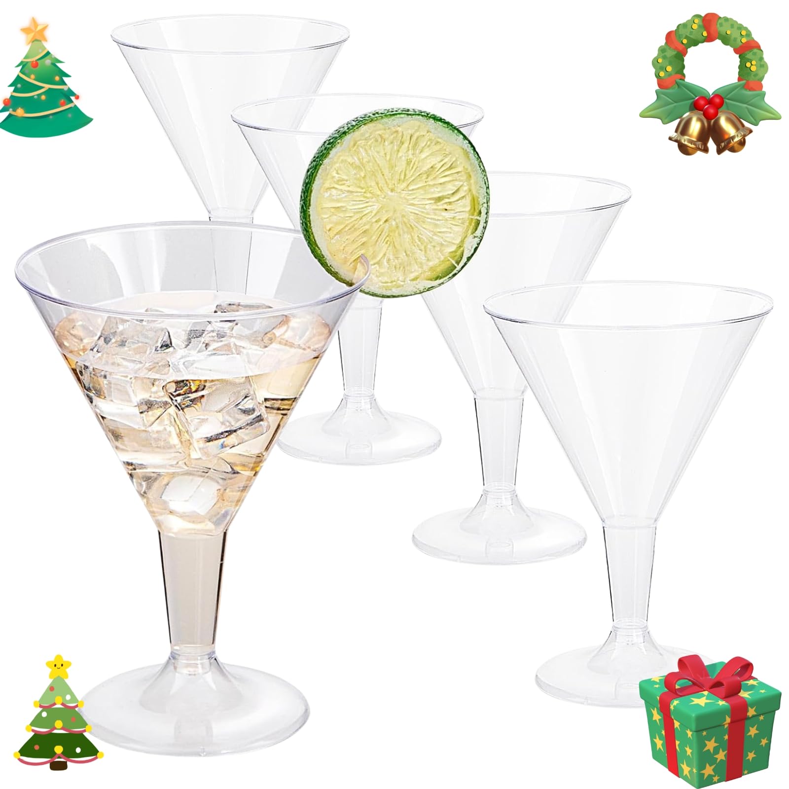Liacere clear plastic martini glasses for elegant cocktails at weddings and parties
