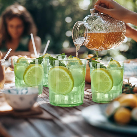 Liacere plastic glasses in sturdy packaging; ideal gift-ready for celebrations.