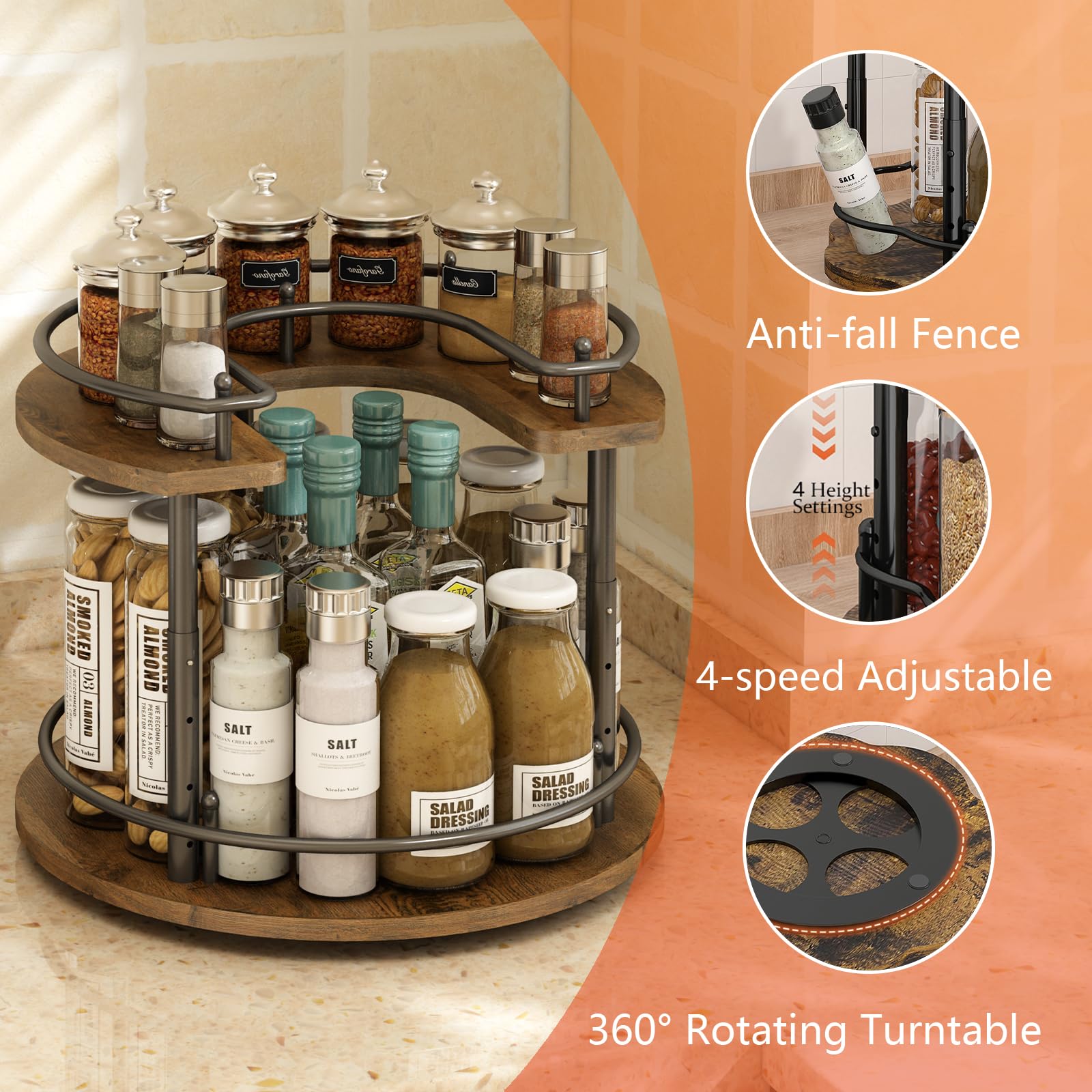 LIAISIMI round lazy susan used on kitchen counter for organization