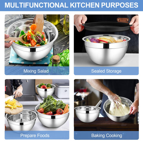 LIANYU 1.5 qt bowl with lid for lightweight prep and compact storage.