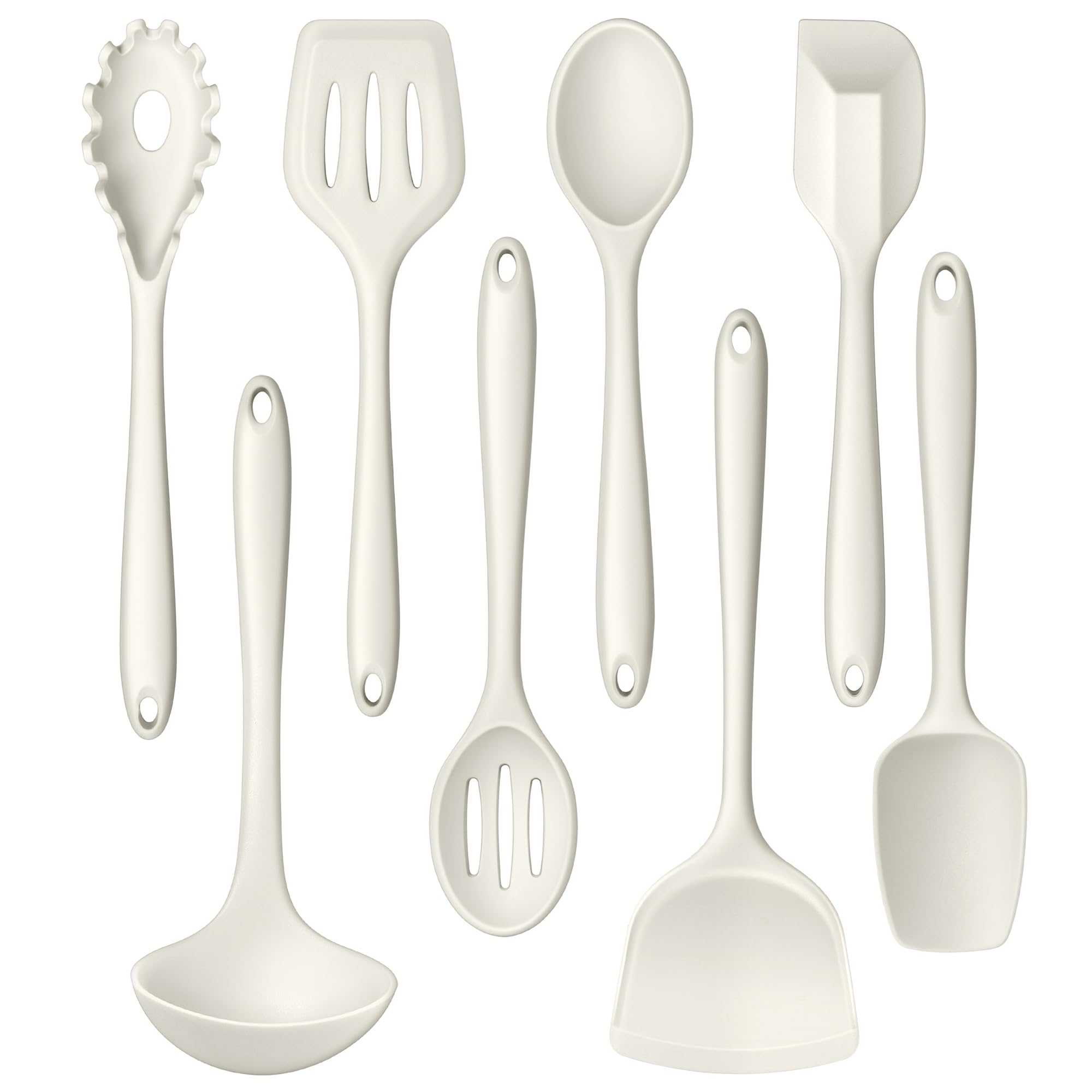 LIANYU 8Pcs silicone utensils set on countertop, heat resistant for nonstick cookware.