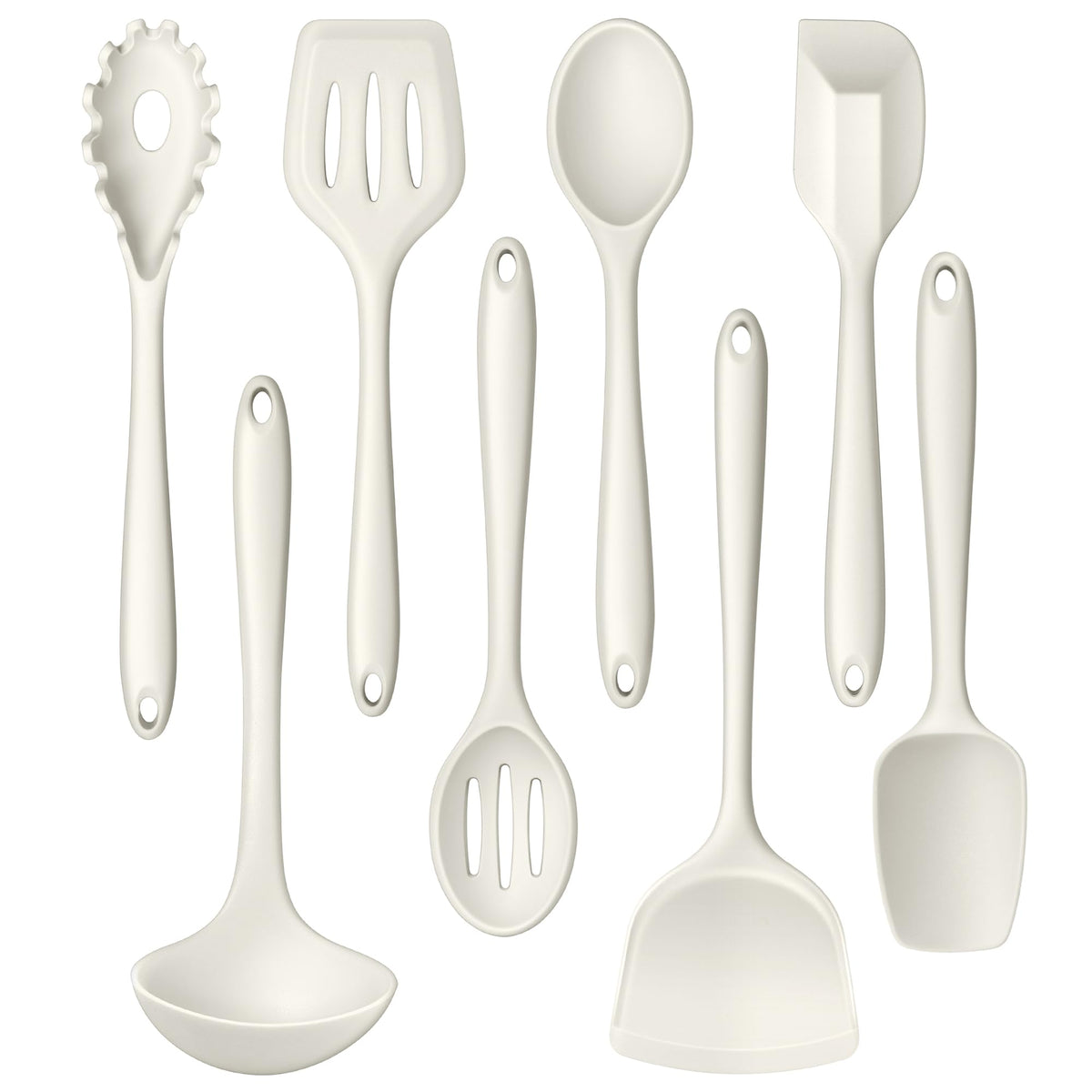 LIANYU 8Pcs silicone utensils set on countertop, heat resistant for nonstick cookware.