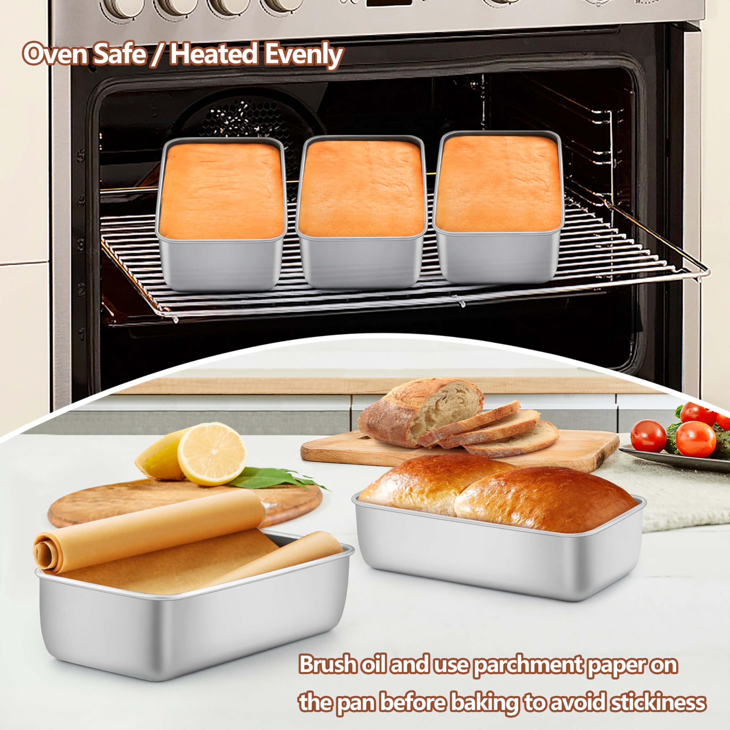 LIANYU loaf pan rolled edges for safe handling and warp resistance.