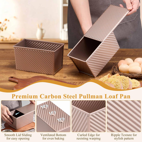 LIANYU Pullman loaf pan 1lb capacity shown for sandwich bread.