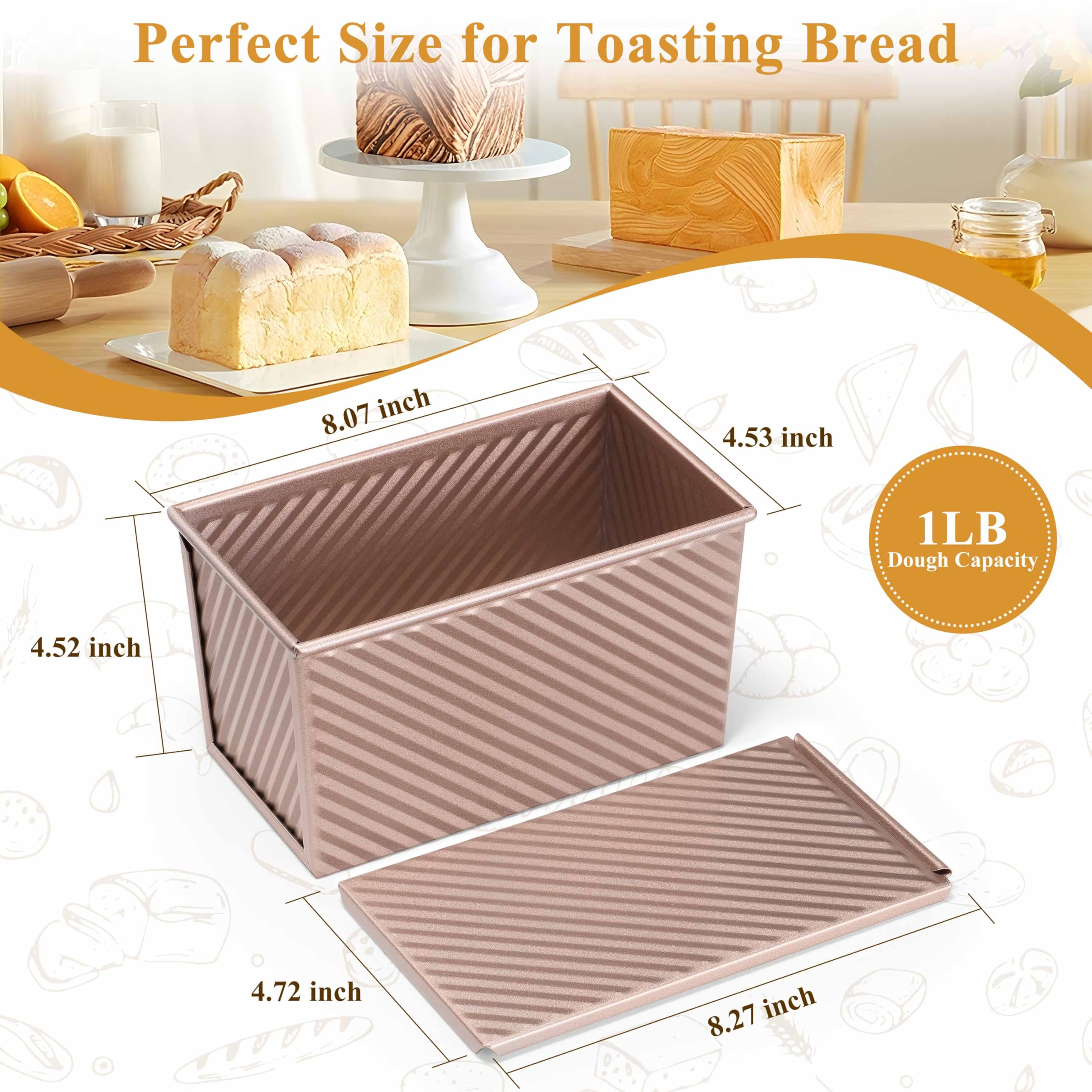 LIANYU Pullman loaf pan crust closeup highlights crisp exterior.