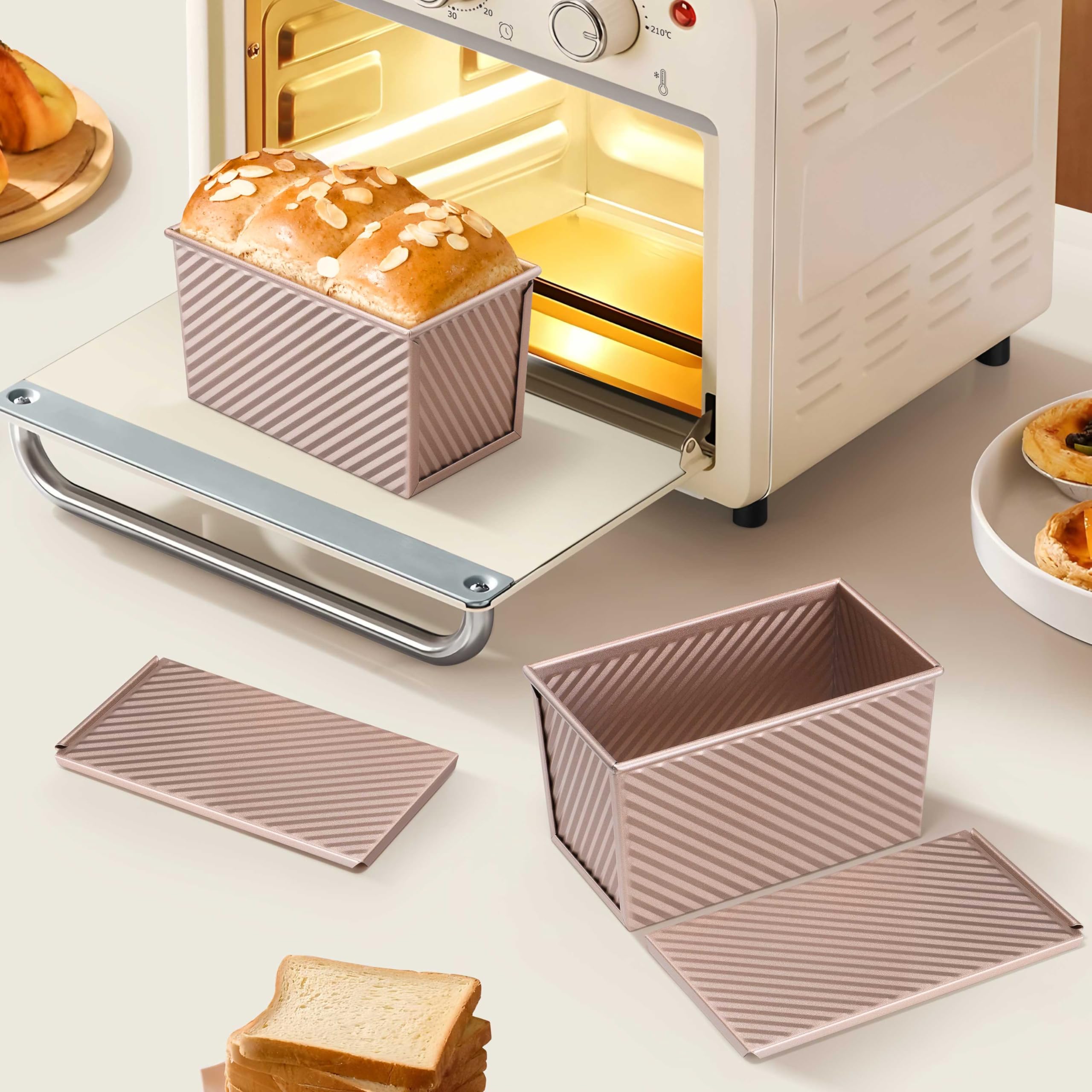 LIANYU Pullman loaf pan nonstick coating ensures easy release.