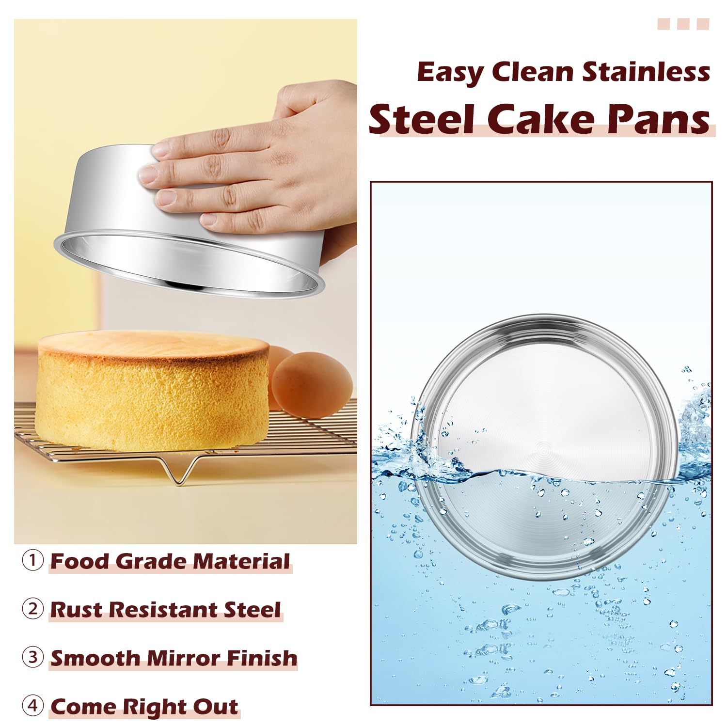 LIANYU cake pan with rolled rims for secure, comfortable handling.