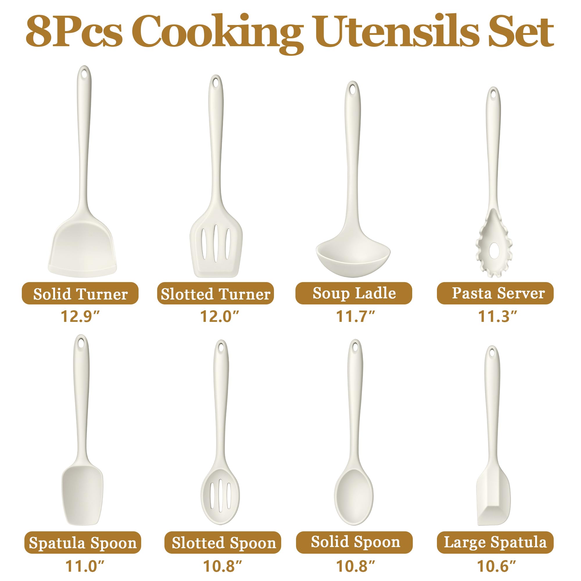 LIANYU slotted turner shown in action, protecting nonstick pans from scratches.