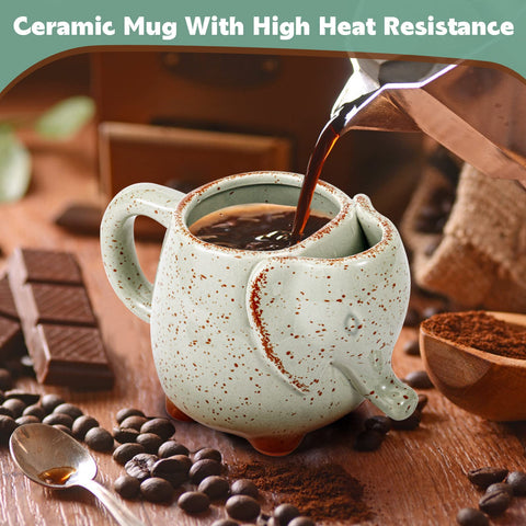 LIAVOEIZ ceramic 15oz mug provides ample capacity for tea or coffee.