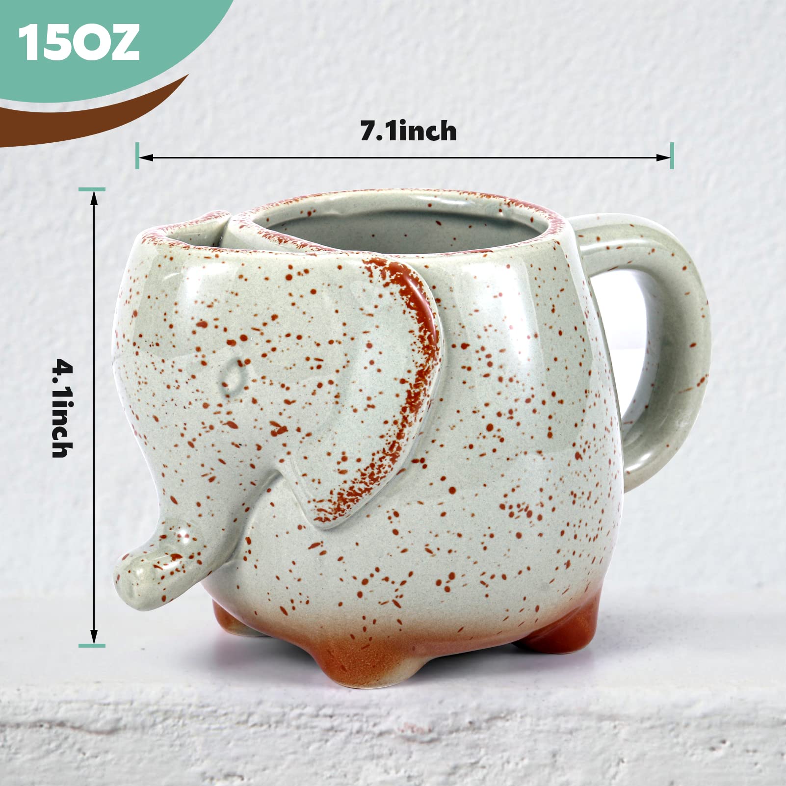 Elephant mug trunk-up design adds charm and focus to your desk.