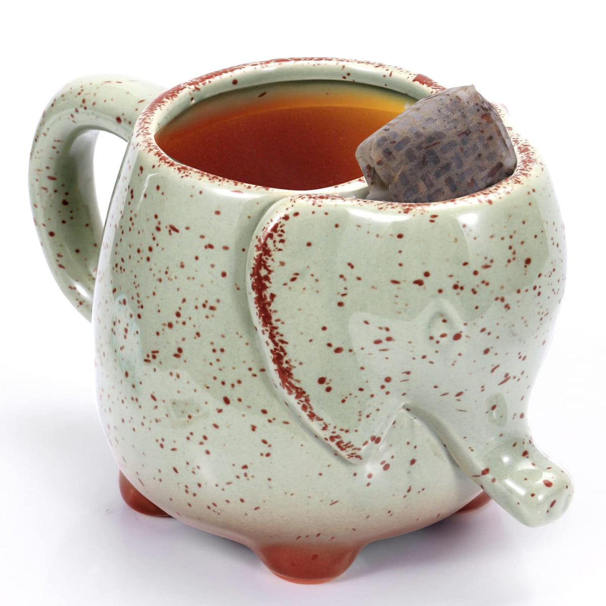 LIAVOEIZ tea mug with elephant green glaze for comfortable daily sipping.