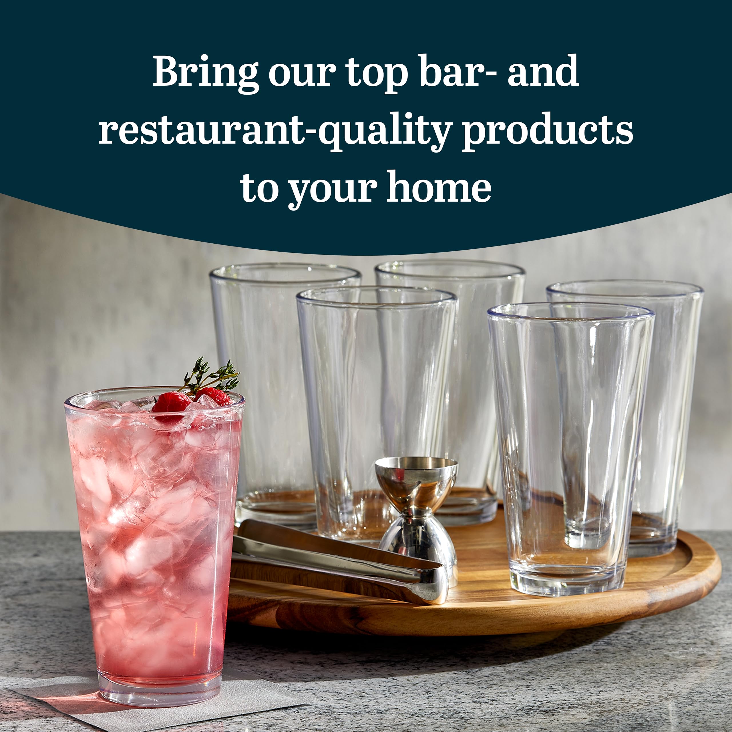 Libbey 16oz tall drinking glasses set ideal for wine, beer, and mixed drinks.