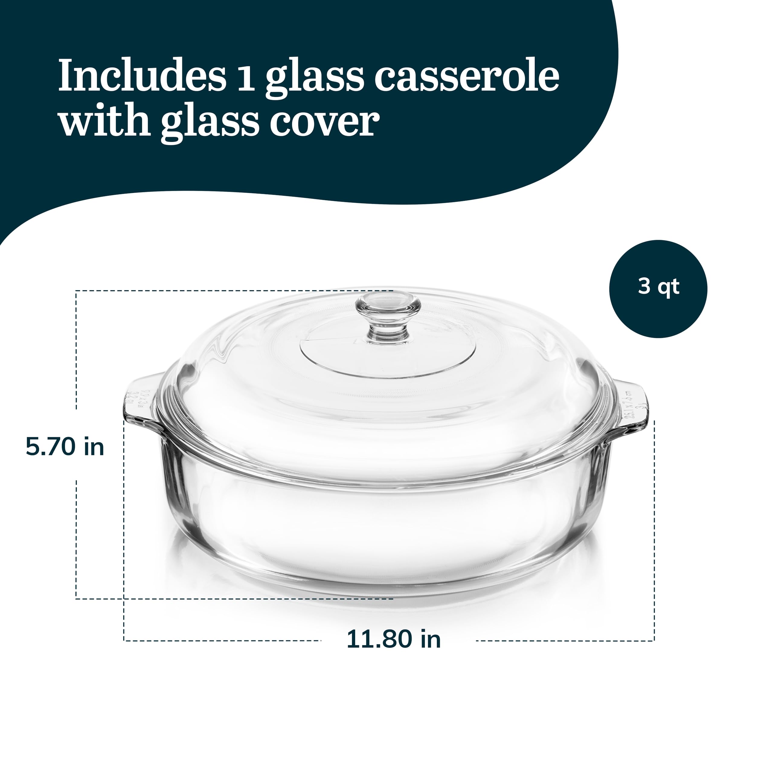 Libbey Baker's Basics clear glass walls showing visibility of cooking progress.