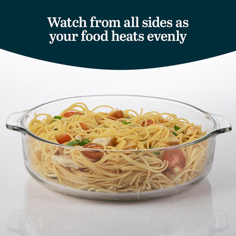 Libbey Baker's Basics casserole dish handles for safe transport to the table.