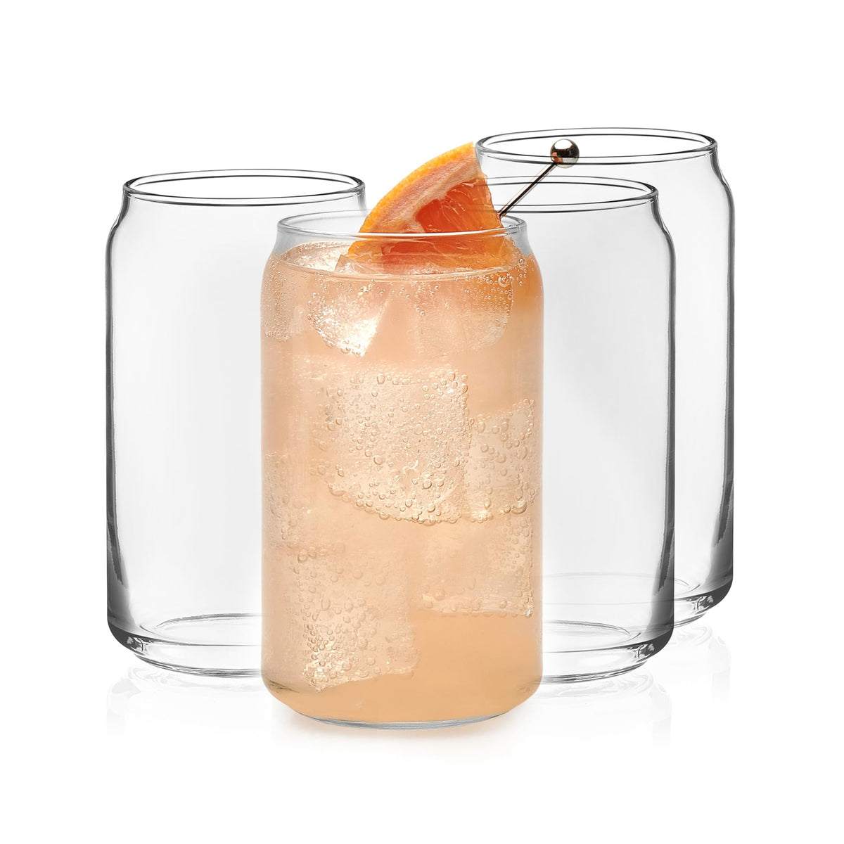 Libbey classic can tumbler front view showing crystal-clear 16-ounce glass for beer or soda