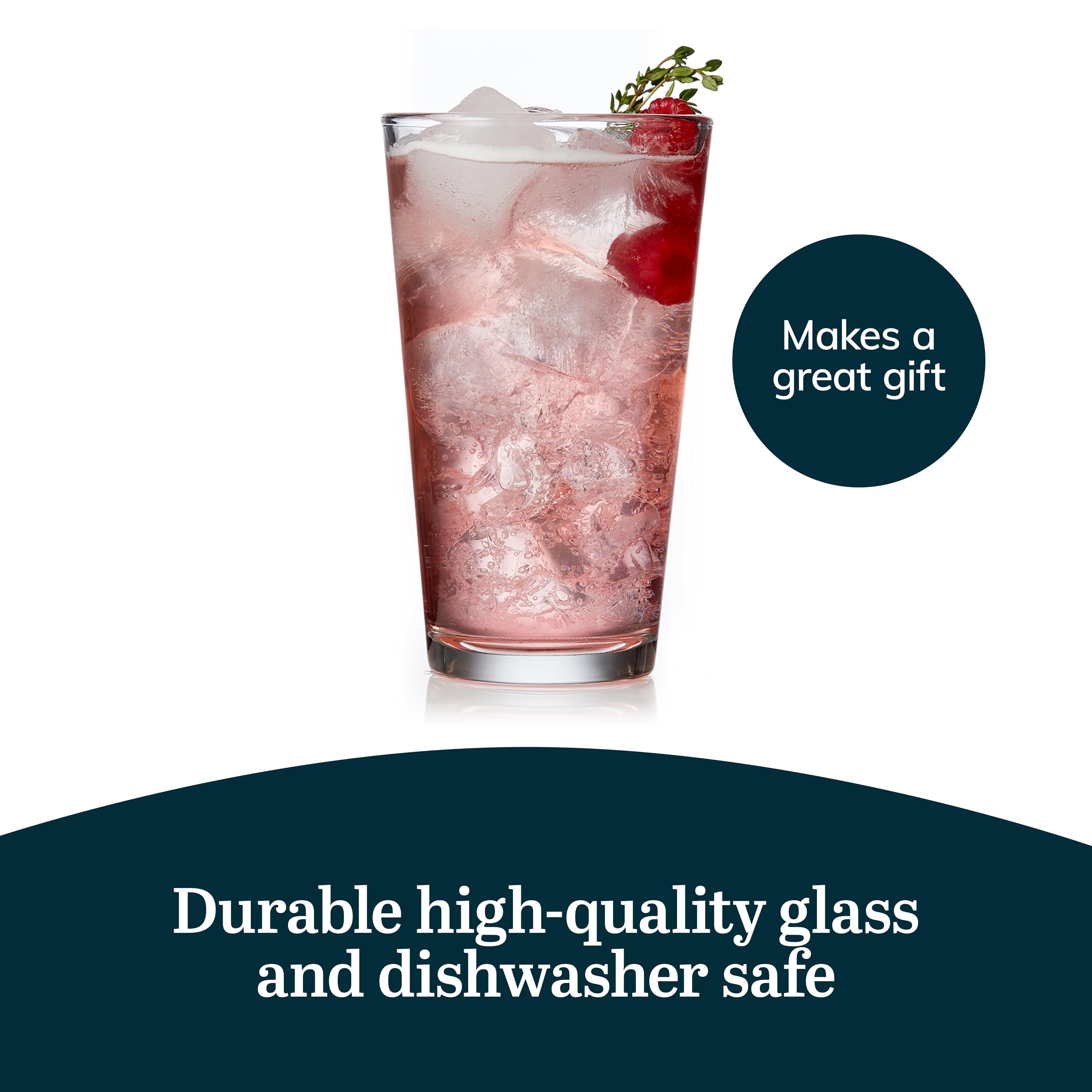 Durable soda-lime Libbey glass ensures long-lasting everyday use.