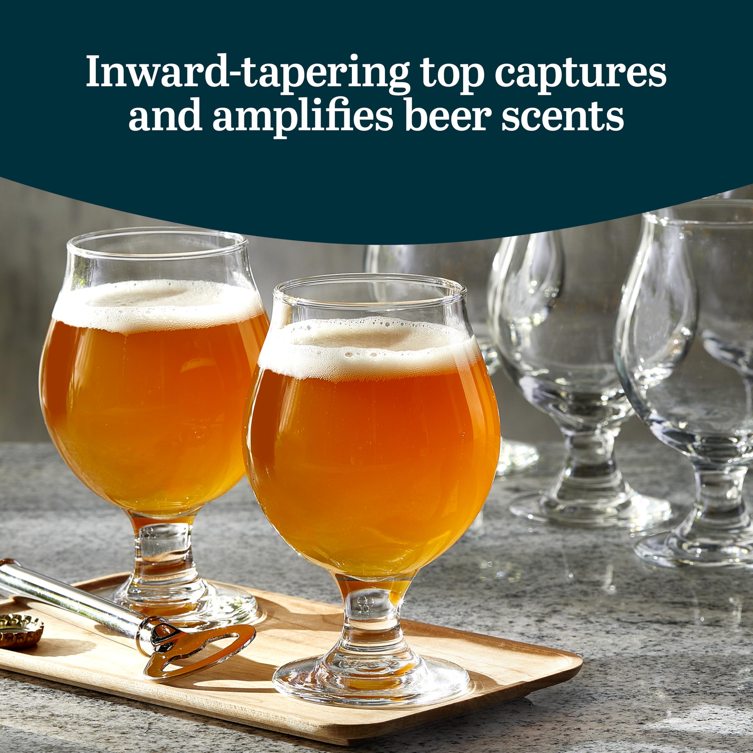 Libbey lead-free, dishwasher-safe beer glasses simplify cleanup after entertaining guests.