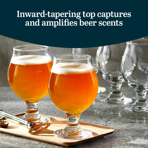 Libbey lead-free, dishwasher-safe beer glasses simplify cleanup after entertaining guests.