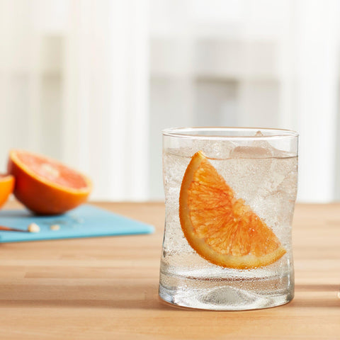 Libbey Impressions rocks glass highlighting the dimpled grip design.