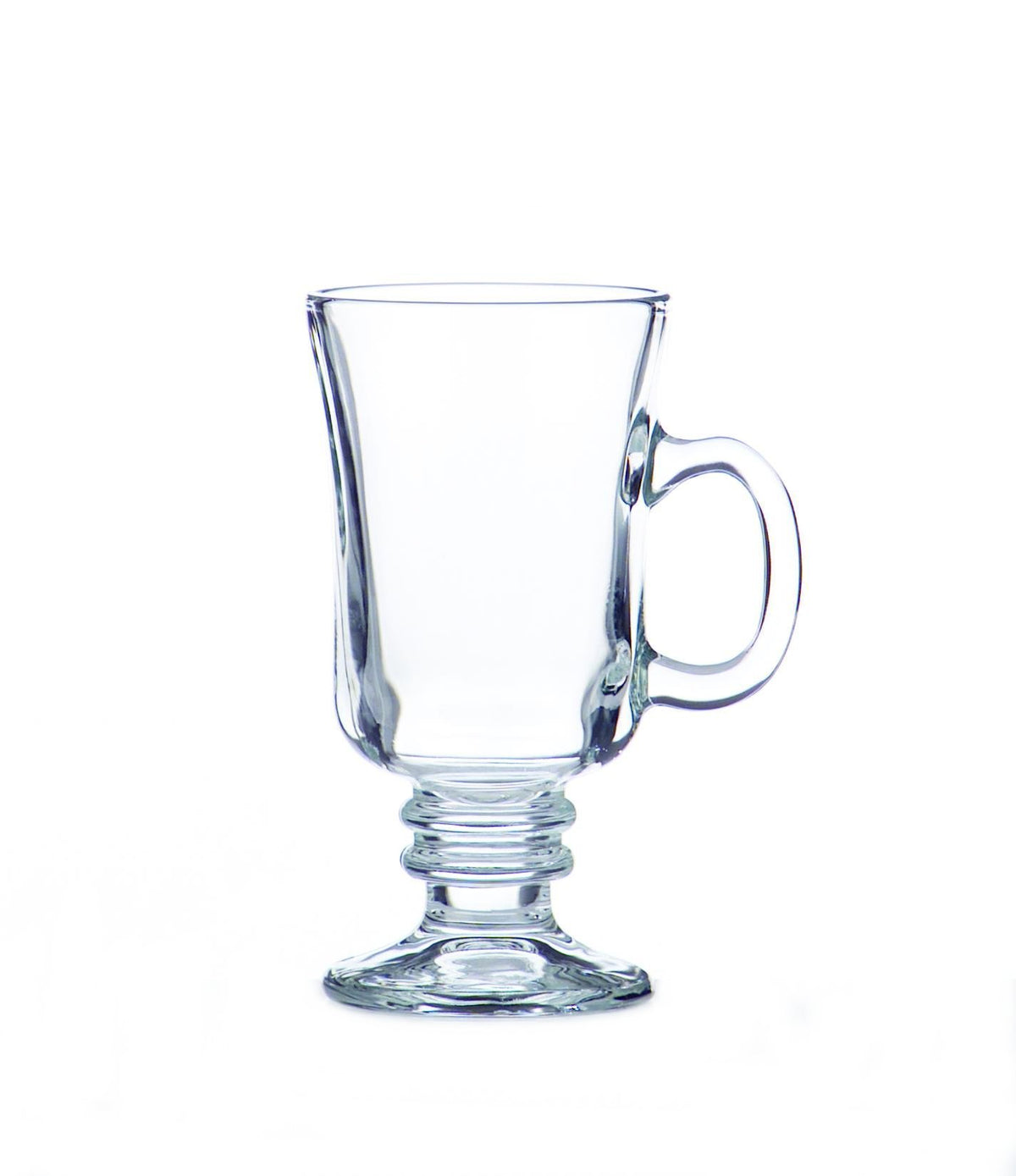 Libbey 8.5 oz Irish coffee mug in clear glass, ideal for cozy coffee rituals.