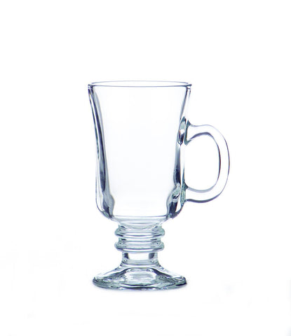 Libbey 8.5 oz Irish coffee mug in clear glass, ideal for cozy coffee rituals.