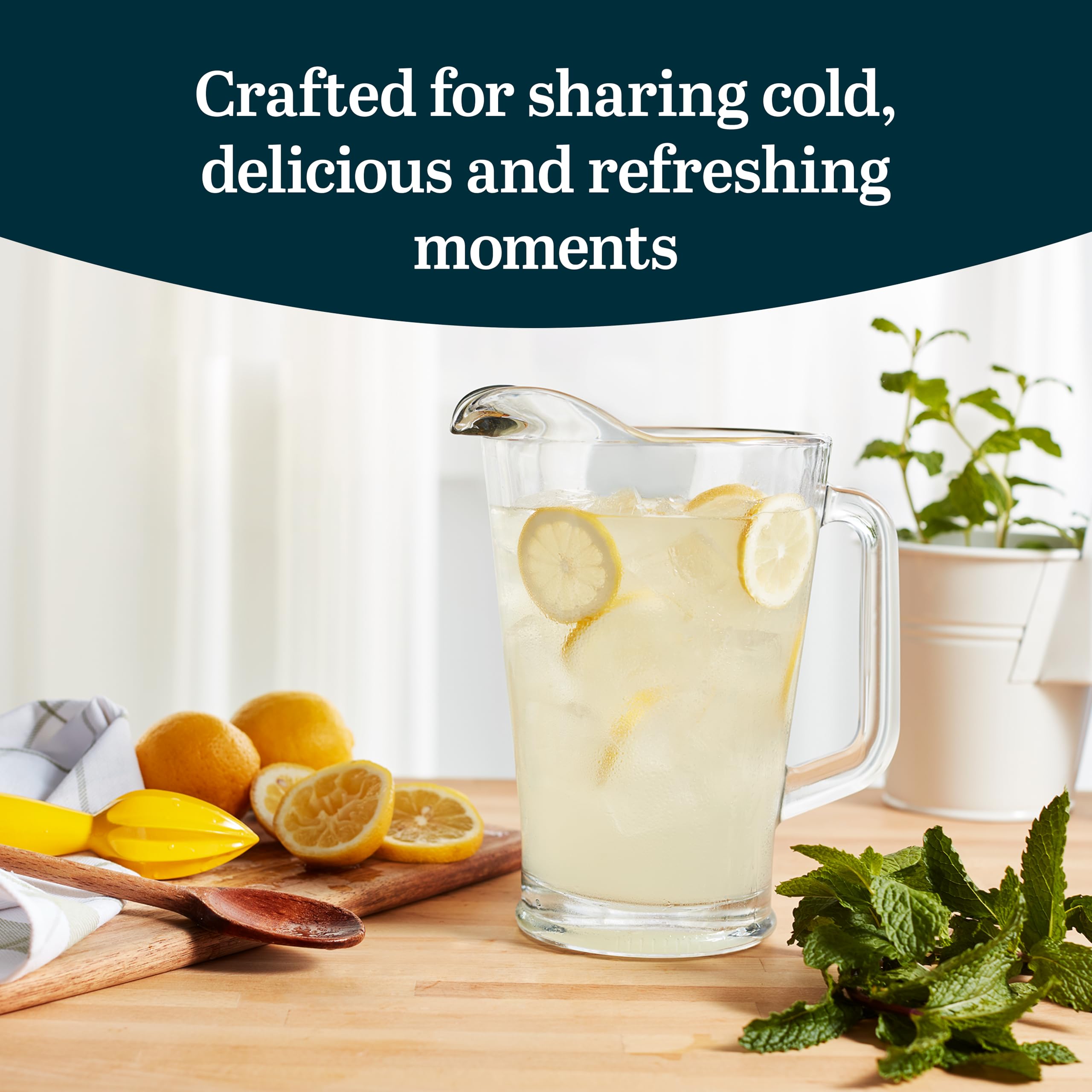Libbey classic glass pitcher showcases tapered design and stable base for confident pouring.