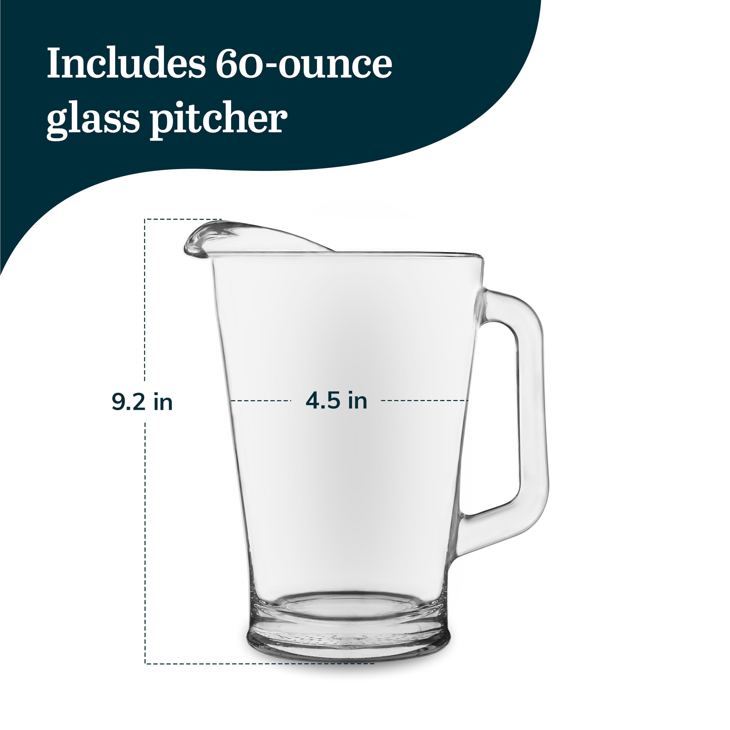 Libbey glass pitcher designed for a secure grip and smooth handling.