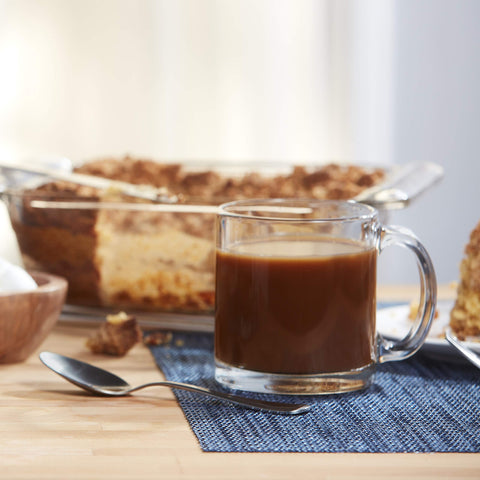 Close up of Libbey Robusta 13 ounce mugs showing clarity and simple form