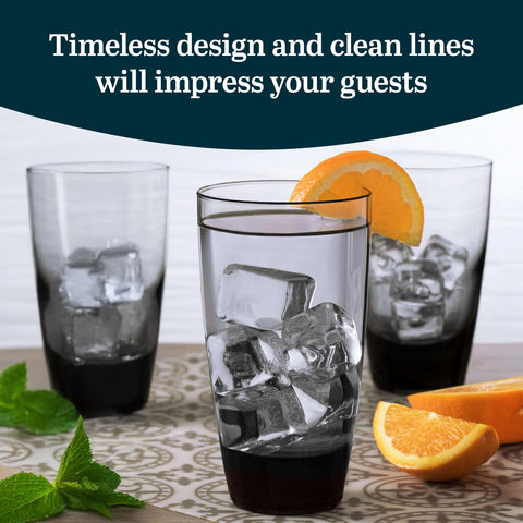 Libbey smoke glassware with elegant wide-top rim ideal for casual gatherings and cocktails