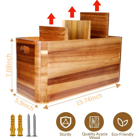 Liberal Brightdeer acacia wood utensil organizer with four compartments for easy sorting.