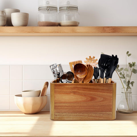 Liberal Brightdeer utensil holder measures 12x4.7x6.8 inches for countertop fit.