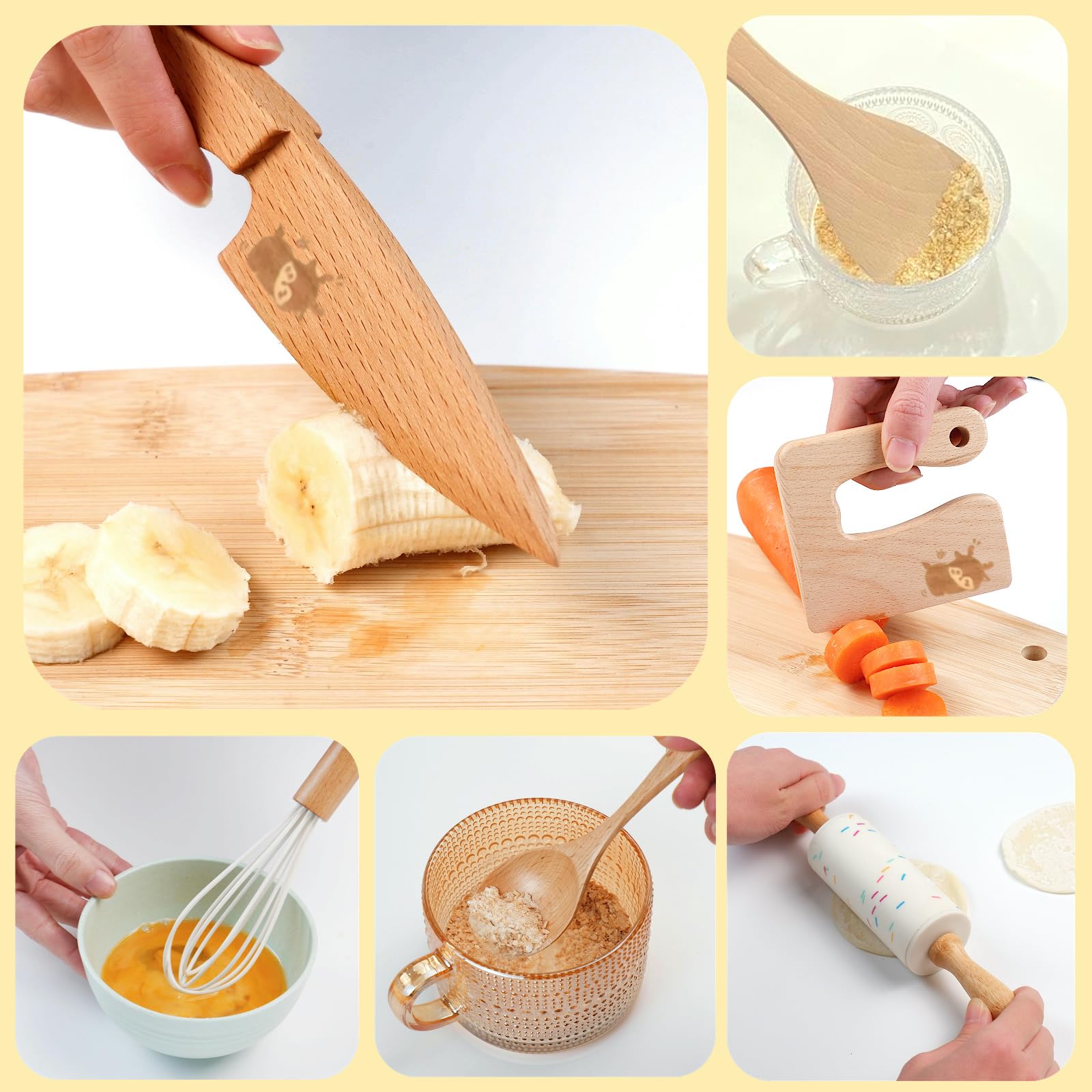 Liberal Brightdeer wooden cutting board for kids, sturdy surface for safe practice