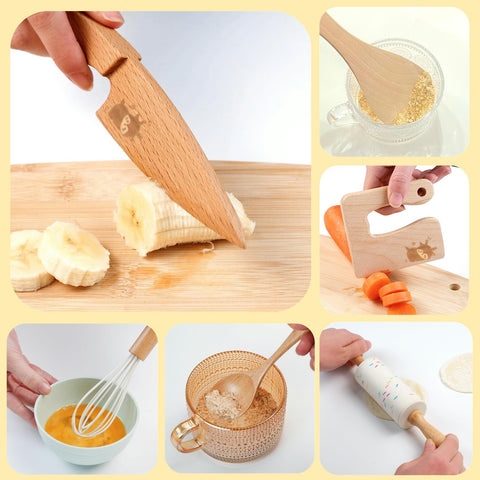 Liberal Brightdeer wooden cutting board for kids, sturdy surface for safe practice