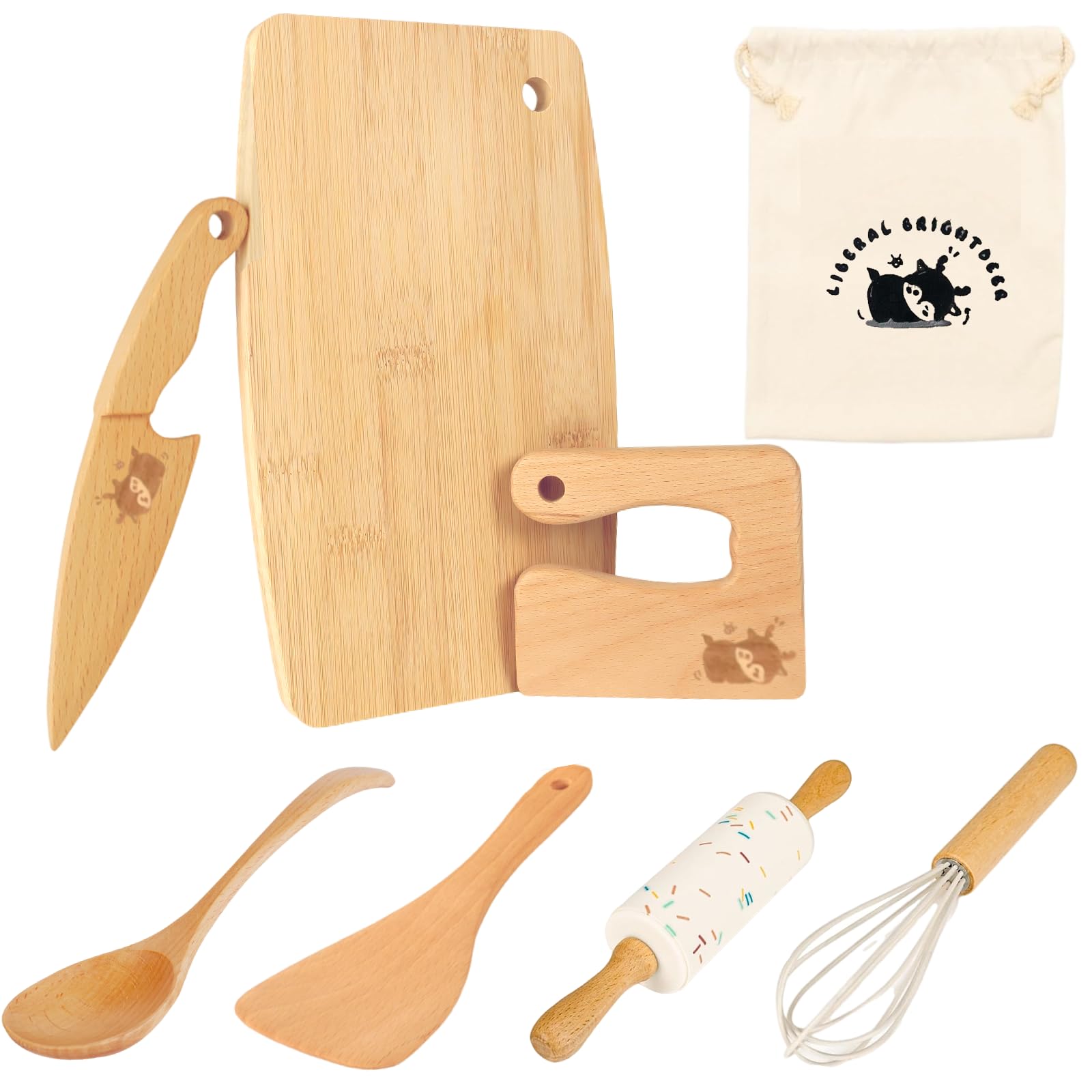 Liberal Brightdeer wooden kids safe knife set, easy grip for beginners