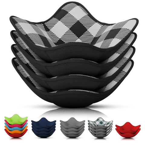 LIBERHAUS 4-pack microwave bowl holder in black reversible design for warm bowls.