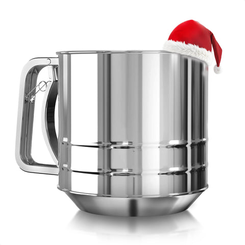 LIBERHAUS 5-Cup Flour Sifter with dual mesh for clump-free baking